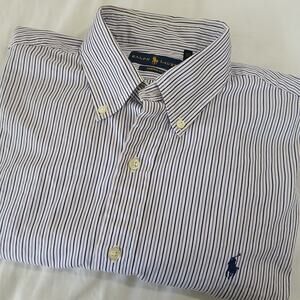 Ralph Lauren Men's 16 34/35 Button-Down Long-Sleeved !00% Cotton Blue/Lavender